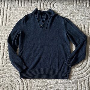 American Eagle Outfitters Seriously Soft Men's Navy Button Shawl Collar Sweater